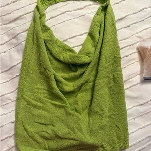 Citron Bright Green Cowl Neck Knit Sweater